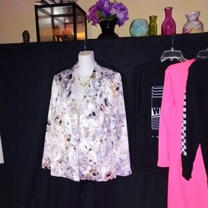 Calvin Klein Women's Floral Blazer - Black, Gray, Cream